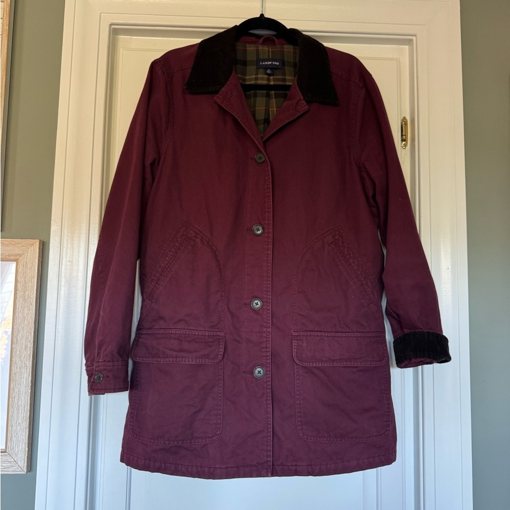 *SOLD* Lands' End Burgundy Jacket with Brown Accents